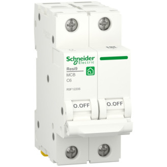 Автоматический выключатель 6kA 2P 6A C, Resi9 Schneider Electric R9F12206