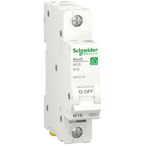 Автоматический выключатель 6kA 1P 16A В, Resi9 Schneider Electric R9F02116 – надежная защита электросети от перегрузок и коротких замыканий