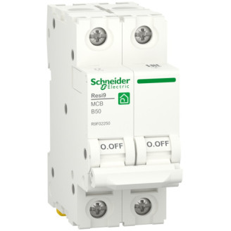 Автоматический выключатель 6kA 2P 50A В, Resi9 Schneider Electric R9F02250