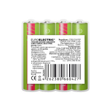 EUROELECTRIC Батарейка лужна AAA LR03 1,5V плівка 4шт