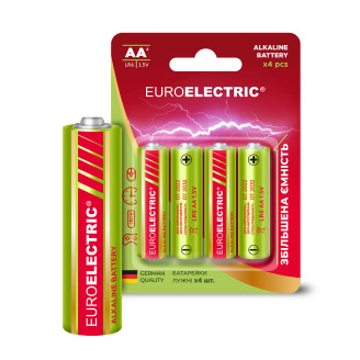 EUROELECTRIC Батарейка лужна AA LR03 1,5V PE блістер 4шт