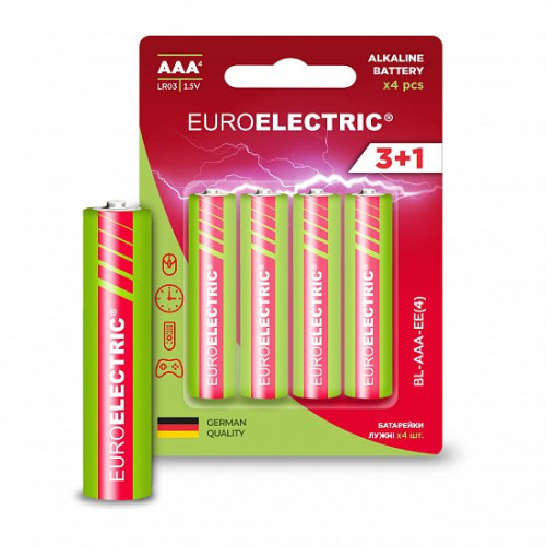 EUROELECTRIC Батарейка лужна AAA LR03 1,5V блістер 4шт
