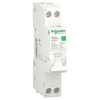 Дифференциальный автомат 6kA 1M 1P+N 10A C 10mA А, Resi9 Schneider Electric R9D81610