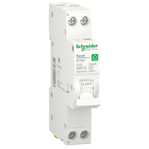 Дифференциальный автомат 6kA 1M 1P+N 10A C 10mA А, Resi9 Schneider Electric R9D81610 – защита электросети от утечек тока, перегрузок и коротких замыканий