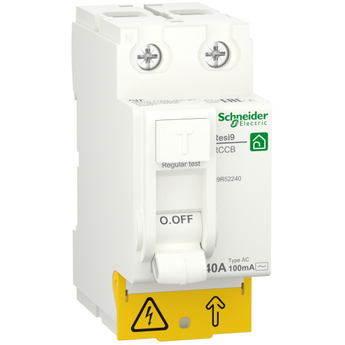 Устройство защитного отключения 2P 40A 100mA АС, Resi9 Schneider Electric R9R52240 –защита электросети от утечек тока и поражения электрическим током