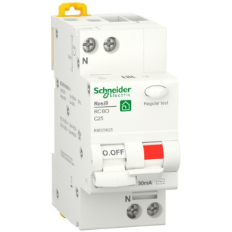 Дифференциальный автомат 6kA 1P+N 25A C 30mA АC, Resi9 Schneider Electric R9D25625