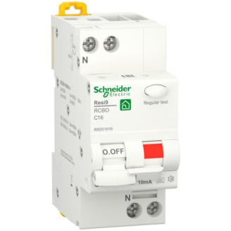 Дифференциальный автомат 6kA 1P+N 16A C 10mA А, Resi9 Schneider Electric R9D51616