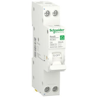 Дифференциальный автомат 6kA 1M 1P+N 6A C 30mA АC, Resi9 Schneider Electric R9D87606