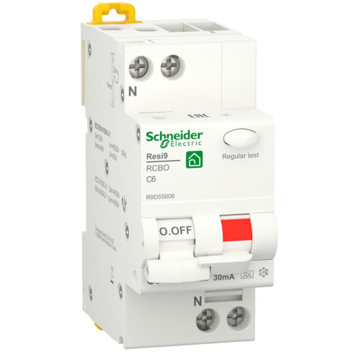 Дифференциальный автомат 6kA 1P+N 6A C 30mA А, Resi9 Schneider Electric R9D55606 – защита электросети от утечек тока, перегрузок и коротких замыканий