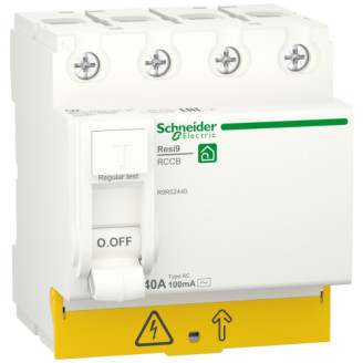 Устройство защитного отключения 4P 40A 100mA АС, Resi9 Schneider Electric R9R52440