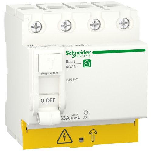 Устройство защитного отключения 4P 63A 30mA А, Resi9 Schneider Electric R9R61463 –защита электросети от утечек тока и поражения электрическим током
