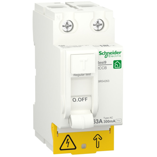 Устройство защитного отключения 2P 63A 300mA АС, Resi9 Schneider Electric R9R54263 –защита электросети от утечек тока и поражения электрическим током