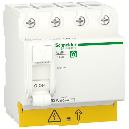 Устройство защитного отключения 4P 63A 300mA АС, Resi9 Schneider Electric R9R54463 –защита электросети от утечек тока и поражения электрическим током