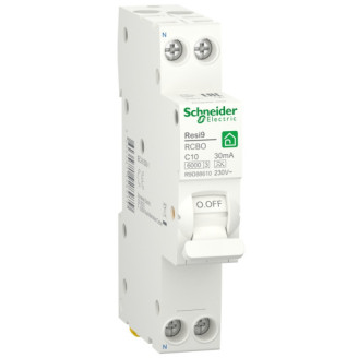 Дифференциальный автомат 6kA 1M 1P+N 10A C 30mA А, Resi9 Schneider Electric R9D88610