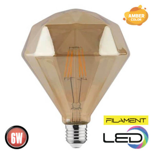 Лампа філамент LED Діамант 6W Е27 2200К  540Lm 220-240V RUSTIC DIAMOND-6