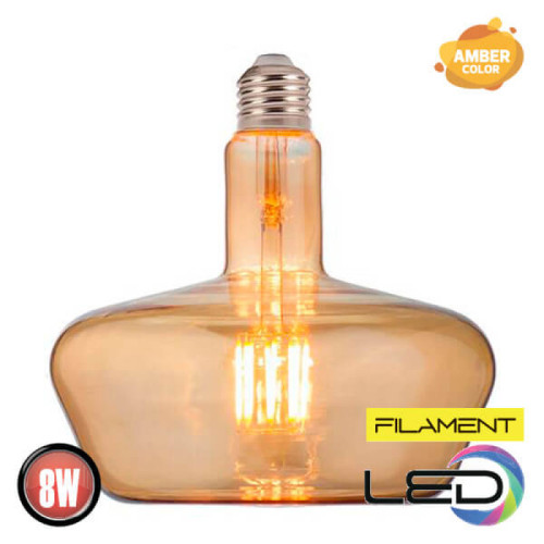 Лампа філамент LED 8W 2200K E27 620Lm 220-240V янтарна 200мм GINZA-XL