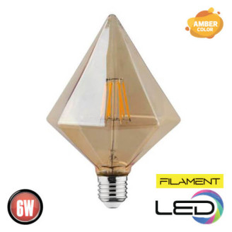 Лампа філамент LED Піраміда 6W Е27 2200К  540Lm 220-240V RUSTIC PYRAMID-6