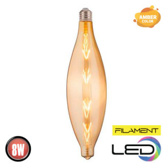 Лампа філамент LED 8W 2200K E27 620Lm 220-240V янтарна 340мм ELLIPTIC