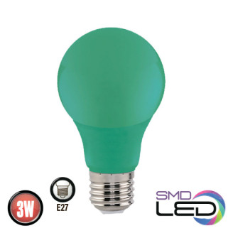 Лампа A60 SMD LED 3W E27 205Lm 175-250V зелена SPECTRA