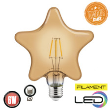 Лампа філамент LED Зірка 6W Е27 2200К  540Lm 220-240V RUSTIC STAR-6