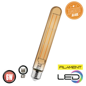 Лампа філамент LED Туб 6W Е27 2200К  540Lm 220-240V RUSTIC TUBE-6