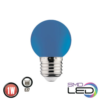 Лампа шарік SMD LED 1W E27 12Lm 220-240V синя RAINBOW