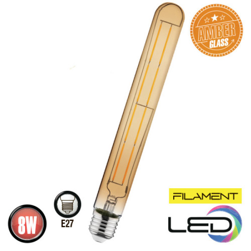 Лампа філамент LED Туб 8W Е27 2200К  720Lm 220-240V RUSTIC TUBE-8