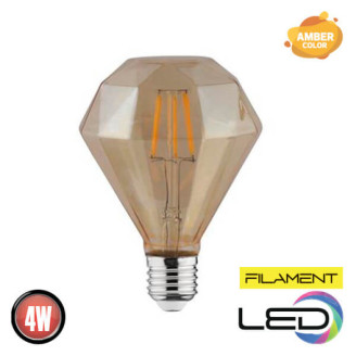 Лампа філамент LED Діамант 4W Е27 2200К  360Lm 220-240V RUSTIC DIAMOND-4