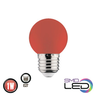 Лампа шарік SMD LED 1W E27 34Lm 220-240V червона RAINBOW