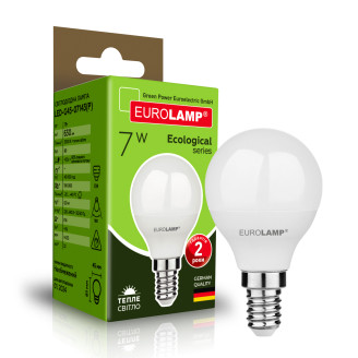 Cвітлодіодна EUROLAMP LED Лампа “Шар” ЕКО G45 7W E14 3000K