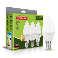 Промо-набір LED Лампа EUROLAMP “Свічка” 6W-E14-4000K “2+1”