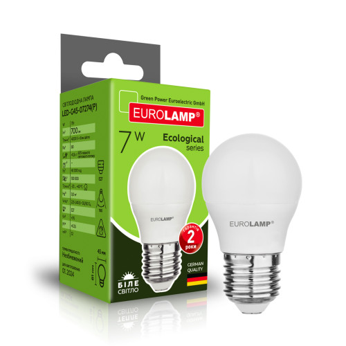 LED Лампа EUROLAMP G45-7W-E27-4000K