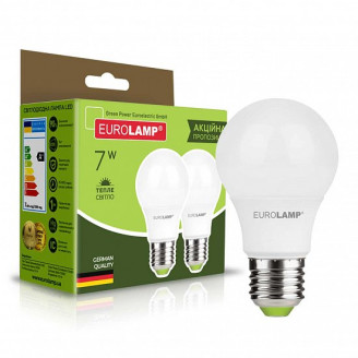 Промо-набір LED Лампи EUROLAMP A60-7W-E27-3000K “1+1”