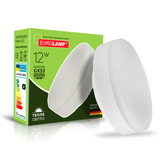 LED Лампа точкова EUROLAMP GX53-12W-3000K