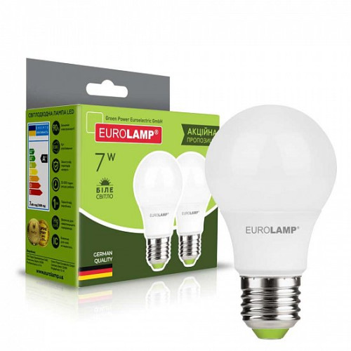 Промо-набір LED Лампи EUROLAMP A60-7W-E27-4000K “1+1”