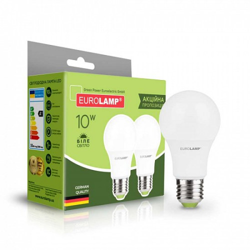 Промо-набір LED Лампи EUROLAMP A60-10W-E27-4000K “1+1”