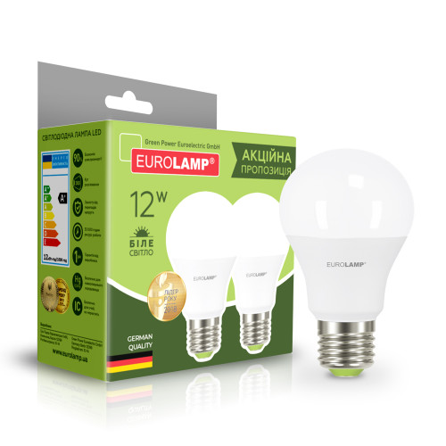 Промо-набір LED Лампи EUROLAMP A60-12W-E27-3000K “1+1”