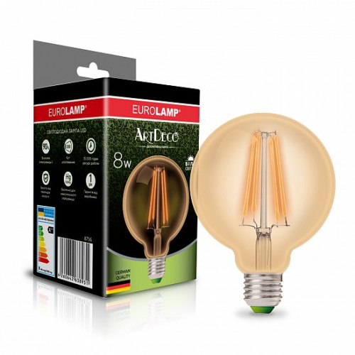 LED Лампа EUROLAMP філамент G95-8W-E27-4000K-(deco)