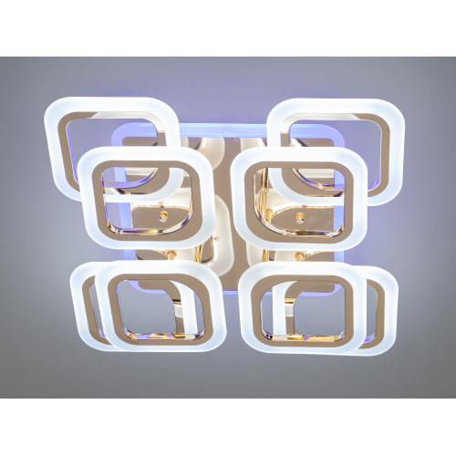 Стельова LED люстра з пультом, диммером і підсвічуванням, 110W, золото