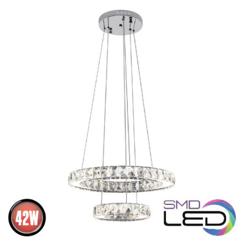 Люстра LED 42W 4000K 2940Lm 180-260V d-400мм кришталь QUASAR-42