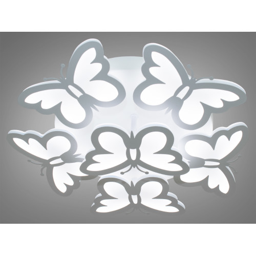 Унікальна стельова світлодіодна люстра метелики з пультом, 95W, біла