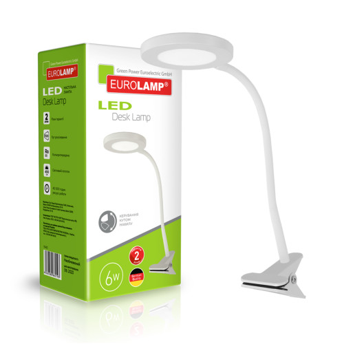 EUROLAMP LED Світильник настільний на прищіпці 6W 5000K білий