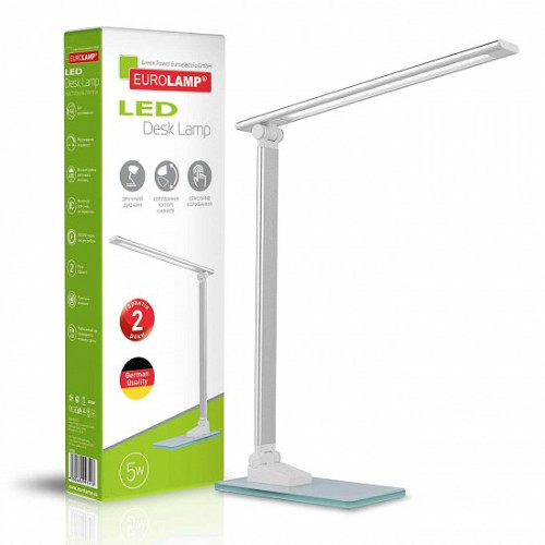 EUROLAMP LED Світильник настільний металевий + скло в стилі хайтек 5W 5300-5700K сріблястий
