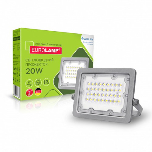 Світлодіодний EUROLAMP LED SMD Прожектор сірий з радіатором 20W 5000K