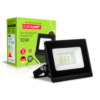 Світлодіодний EUROLAMP LED SMD Прожектор чорний з радіатором 10W 6500K