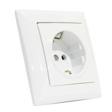 Розетка встроенная з заземлением 16А 250V белая TINA