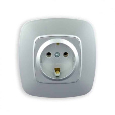 Розетка встроенная з заземлением 16А 250V серебро /10/200 ELA