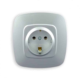 Розетка встроенная з заземлением 16А 250V серебро /10/200 ELA