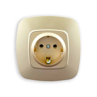 Розетка встроенная з заземлением 16А 250V золотая/10/200 ELA