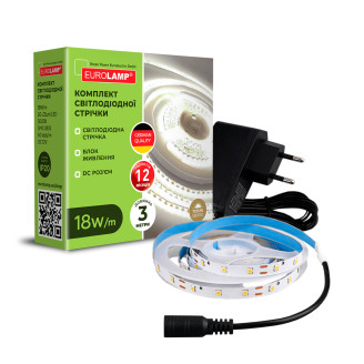 Готовий набір LED Стрічка 60 діодів/м, 3м, 3000K, адаптер 12V EUROLAMP